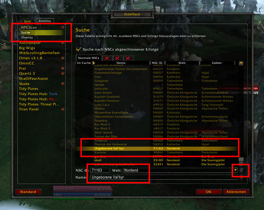 NPCScan Rising Gods AddOns